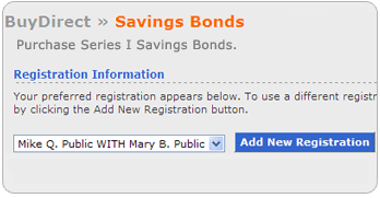 Screen segment for BuyDirect with sample Registration Information.