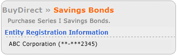 Screen segment for BuyDirect with sample Registration Information.