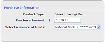 Screen segment for BuyDirect with sample Purchase Information.