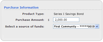 Screen segment for BuyDirect with sample Purchase Information.