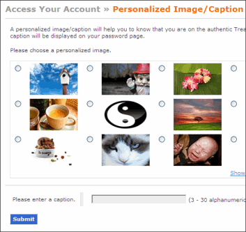 Screen segment for Entity Account Application with sample Images.