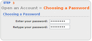 Screen segment for Choosing a Password.