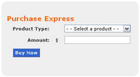 Screen segment with Purchase Express and Buy Now Button.