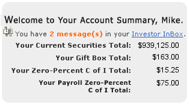 Screen segment with sample summary of holdings.