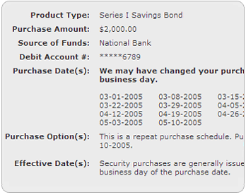 Screen segment for Purchase Review with sample Purchase Information.
