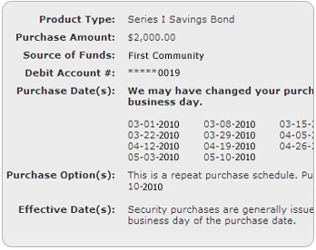 Screen segment for Purchase Review with sample Purchase Information.