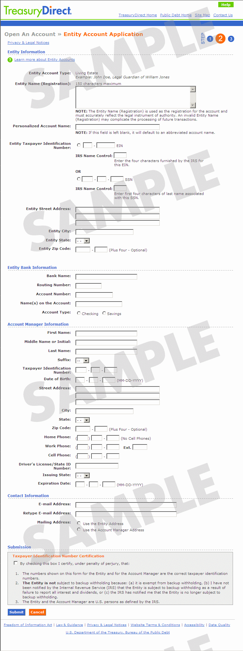 Entity Account Application