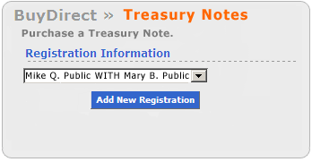 Screen segment for BuyDirect with sample Registration Information.