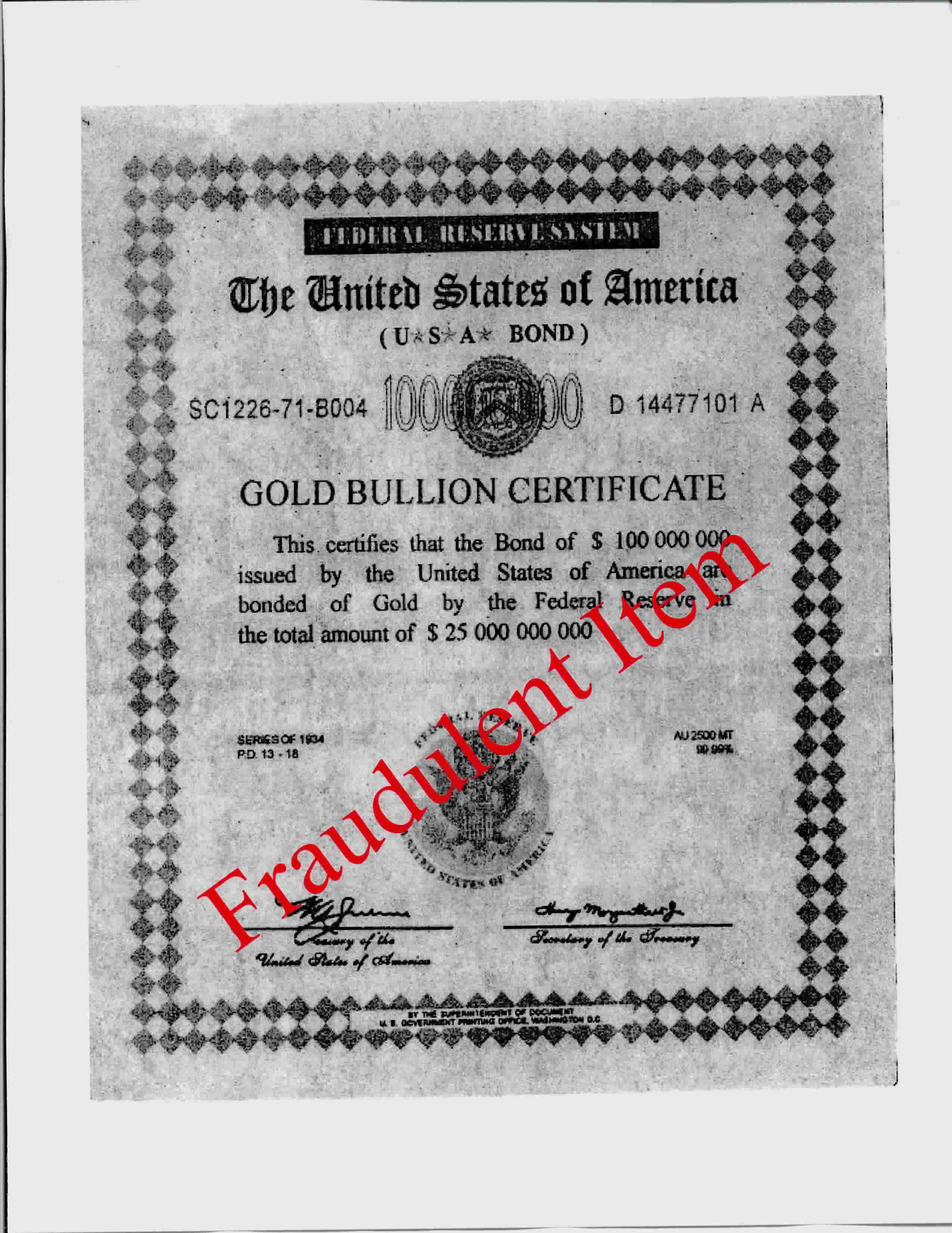 Institutional Examples Of Known Phony Securities