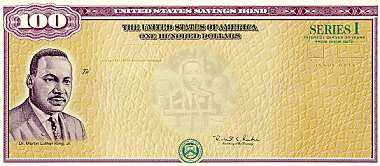 large image of an I savings bond, $100 denomination