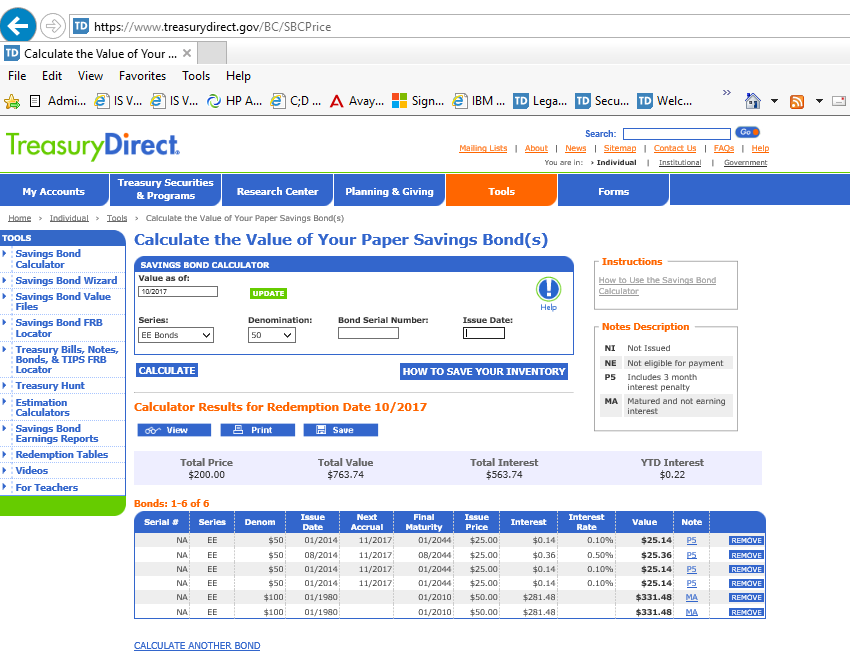 Individual Savings Bond Wizard For More Information And Instructions Concerning The Calculator See Savings Bond